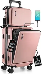 [TRAVELARIM] Durable Hard Shell Luggage with Spinner Wheels, Lightweight Carry Set Cosmetic Case – 20 Inch Small Suitcase