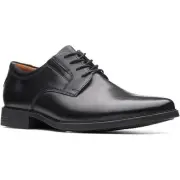 Clarks Mens Tilden Plain Black Leather Oxfords Shoes 11.5 Medium (D) BHFO 6428