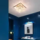 Crystal LED Ceiling Light Tempered Glass Modern Decor Foyer Hotel Lamp Fixture