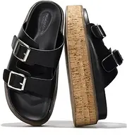 [Project Cloud] Wedge Sandals for Women, Leather Summer Sandals w/Memory Foam Insole Wedges for women - Platform Sandals w/Straps Women Footwear - Lightweight Womens Sandals (Brisbane)