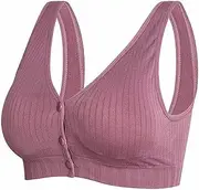 [Generic] Plus Size Maternity Solid Color Comfortable Front Opening NursingBra for Breastfeeding Moms Summer Convenient Breastfeeding Maternity Sleep Bras Pregnancy