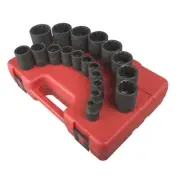 Sunex Tools 19-Piece 1/2 in. Drive 12-Point Fractional SAE Fractional Impact Soc