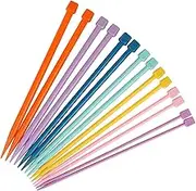 Katech 14 pcs Plastic Knitting Needles 25 cm (10 inch) Long Single Pointed Colorful Knit Needle Set Different Sizes (4-10 mm) Knitting Kit DIY Craft Yarn Weaving Tool for Making Sweater, Shawl, Scarf