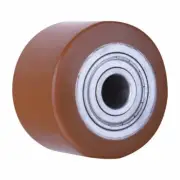 1x New Urethane Pallet Jack Wheel/Roller c/w bearings Dia80xW73 - 650kg ea.