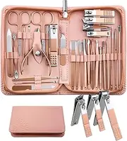 WOAMA Manicure Set Pedicure Kit - 30 in 1 Nail Kit Professional Stainless Steel Nail Care Kit for Women - Pink