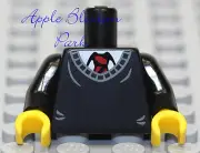 NEW Lego Boy Minifig BLACK TORSO w/V-Neck Sweater & White Shirt Red Tie Pattern