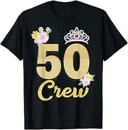 [X.Style] Birthday Crew 50 Years Old Diamond Crown 50th Birthday Girl ds720 T-Shirt (S) Black