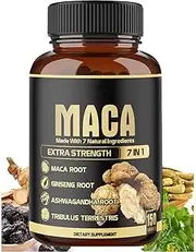 Organic Maca Root Powder Capsules 1500 mg with Black + Red + Yellow Peruvian Maca Root Extract Supplement for Men and Women