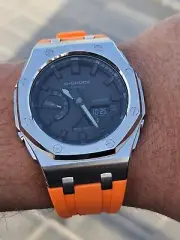 Casio G-Shock GA-2100 - Custom Orange Strap - Octagon Metal Be