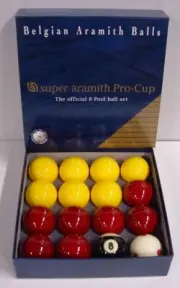 Aramith super Pro-Cup English official 8 pool Ball set 2" with 1 & 7/8" white