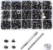Inton 70 Sets 15mm 5/8 Metal Snap Fastener Leather Rapid Rivet Button Sewing with Punch Set Tool (15mm, Gun Black)