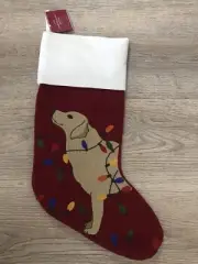 Pottery Barn Tangled Lab Crewel Embroidered Stocking New with Tag
