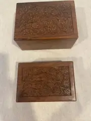 Set of 2 Wooden Urn Box for Ashes Cremation Funeral Urns Box Decorative Urn Pet