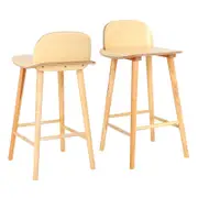 2X Wooden Bar Stool Dining Chair Ash Wood ELISE 65cm