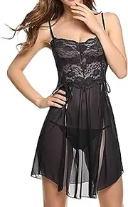 [Generic] Nightgowns for Women Soft Sexy Under 10 New Sexy Women Flower Lace Lingerie Bowknot Mesh Nightdress Camisole Sleepwear Sexy Valentines Day Gift