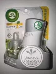 Airwick Essential Oils Warmer/Refill Apple Blossom and Cotton NEW In Pkg