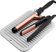 Large Silicone Heat Resistant Mat, Professional Heat Mat for Curling Iron, Hot Tools Straightener and All Hair Styling Tools, Flat Iron Mat, Travel Silicone Hair Tools Mat, with Velcro (Gray)