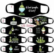 Grinch face mask washable reusable Christmas mask or pm 2.5 filter refills lot