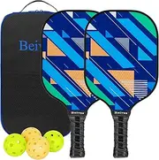 Beives Graphite Pickleball Paddles Set of 2 Pickleball Racket Lightweight Pickle Balls Equipment with 4 Balls and Portable Carry Bag