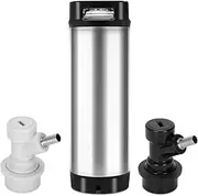 New 5 Gallon Ball Lock Stainless Steel Beer kegerator with Double Rubber Grips Ball Lock Coke Bottle Home Party Keg with Two Plastic Quick Release Fittings for double ball locking posts
