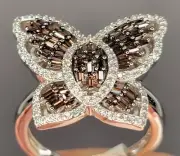 Chocolate Butterfly Baguette Stone Ring .925 Sterling Silver, CZ, Bella Luce JTV