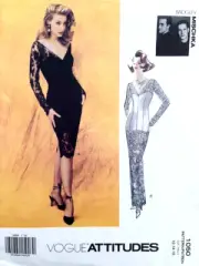 Vogue 1990s Pattern 1050 BADGLEY MISCHKA Boned Corset Evening Dress Sz 12 14 16