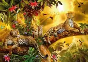 Needlework DIY Counted Cross Stitch Chart - Golden Leopard
