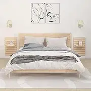 Wall Shelves, Pine Wood Shelf, 2 Pcs Solid Bedside Frame, Oak Hanging Floating Ledge Bracket
