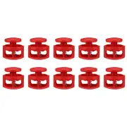 10pcs Cord Lock Double Hole Spring Toggle Stopper for Drawstring, Red