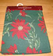 70 x13 inch Holiday Style Poinsettia Tapestry Runner