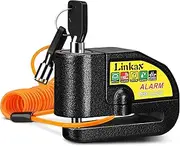 Linkax Motorcycle Alarm Disc Brake Lock, Accesorios para Motos, Motorcycle Locks Anti-Theft Security Wheel Lock 110dB 7mm Pin with Reminder Cable and Carry Pouch for Motorbike Dirt Bike Scooter