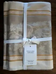 WILLIAMS SONOMA Jacquard Foliage Tablecloth-Flax - 70x108"-NWT