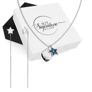 Boxed Solid 925 Signature Silver Star Necklace and Earrings Set in White Gold