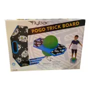 Flybar Pogo Trick Board Blue/White Robot Heads Green Ball Brand New