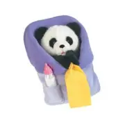New Wild Republic Zoo Babies Plush Panda Baby Bear Hand Puppet In Purple Blanket