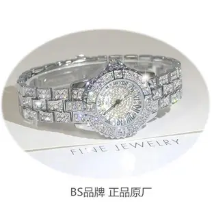跨境BS新款韓國熱賣珠寶扣手表女士時裝百搭腕表滿鉆品牌女表