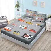 Police Vintage Cars Bed Decor Fitted Sheet Set Single/Double/Queen/King Size