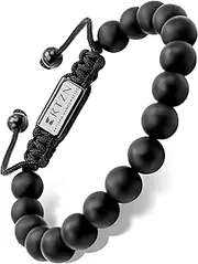 RTZN® Black Onyx Bracelet for Men – Premium Artisan Handcrafted Authentic Matte Black Bead Bracelet for Men – Adjustable Mens Beaded Bracelets, Adjustable, Stone