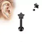Piercing Ear Labret Screw Inner Star Black