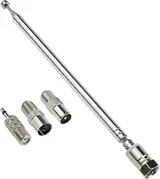 SING F LTD 74cm FM Radio Antenna FM Telescopic Antenna 75 Ohm F Type Male Plug Connector with Adapter for Table Top Radio HiFi AV Stereo Receiver Mini System