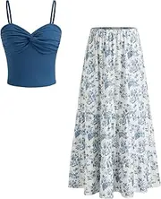 [CIDER] Two Piece Skirt Set Ruched Tops