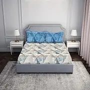 Spaces Atrium 144 TC 100% Cotton Bedsheet for Double Bed with 2 Pillow Cover | Diwali Gifting Range & Super Soft (88" X 100" Inches) - Light Blue
