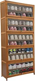 JAYGOVAN Tall Bamboo Shoe Storage Cabinet with Door Bamboo Shoe Rack 7/9/11 Tiers Freestanding Shoe Heel Sneakers Shelf Rack for 36-44 Pairs Shoe Organizer for Entryway Office Living Room (9 Tiers)