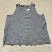 Lands’ End Linen Sleeveless Top Womens XL Blue Tank NWT