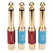 MOBOREST RCA To 1/4 Jack Audio Adapter Pure copper paint headphone 2Red+2Blue