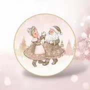 PRE-ORDER 10" Gingerbread Dancing Santa Plates Set Of 8 Christmas Decor *SHIPS