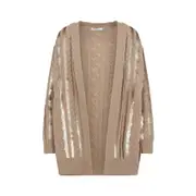 [Max Mara] Max Mara-Camel Beige Wool Mirco Cardigan-Donna S STAND