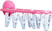 ZingZaak Foldable sock and underwear hangers for drying, suction cup type dopamine colours with 9 pegs for use in homes, dormitories and during travels