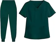 [Tadill] Women Scrubs Suit Set Nurse Work Clothing Machine Washable Workwear Nurses Week Gift, Green, XL