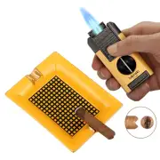 Lubinski 2 Jet Torch Cigar Lighter Punch Stainless V-Cutter Cigar Holder Ashtray